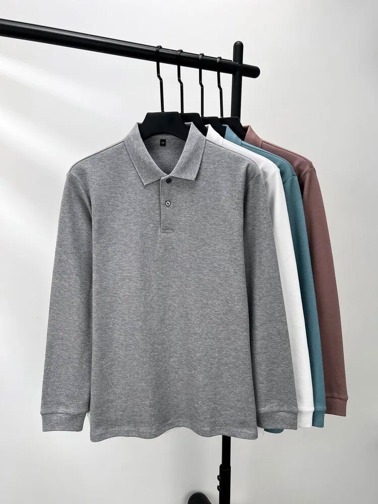 Polo homme à manches longues en coton premium – Élégance discrète et confort supérieur