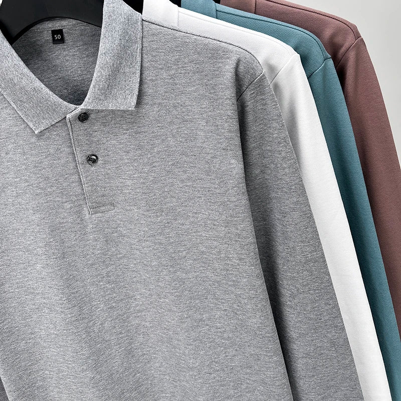 Polo homme à manches longues en coton premium – Élégance discrète et confort supérieur