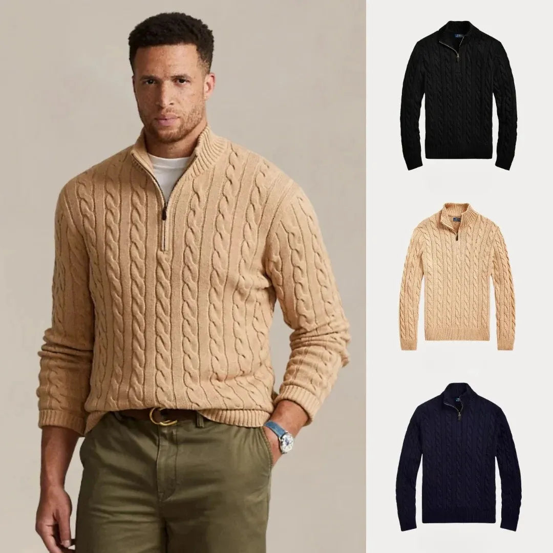 Kaufen Sie 1, erhalten Sie 3 – Winterset Baumwollstrickpullover mit Zopfmuster und Reißverschluss